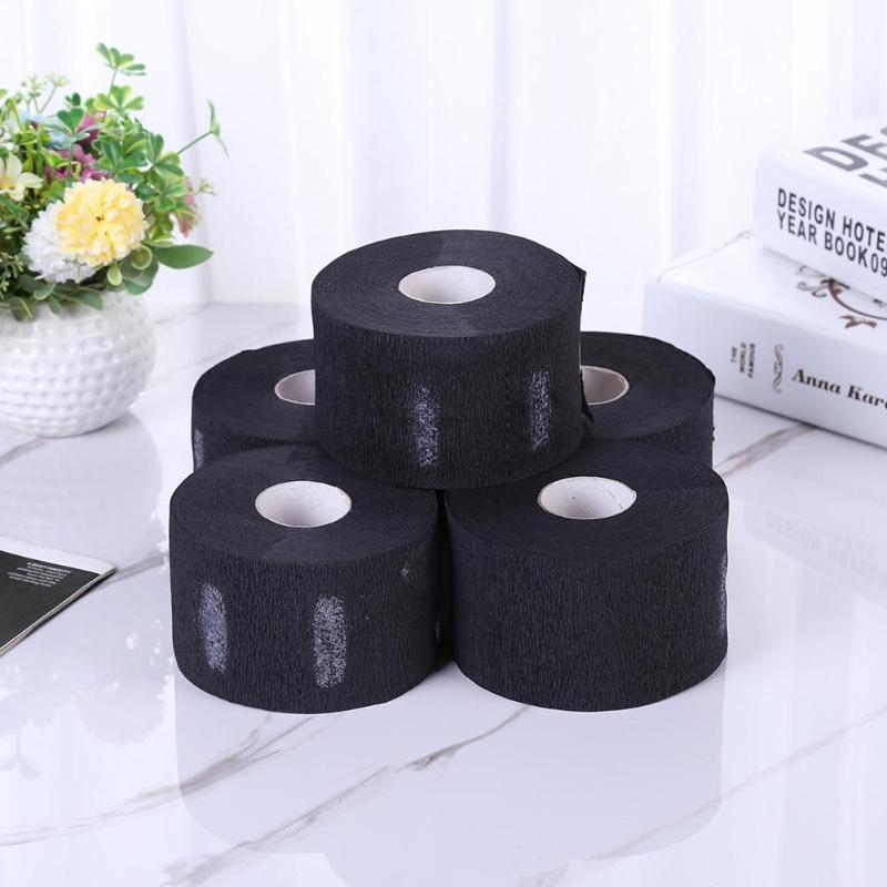 5 Rolls Disposable Barber Paper Neck Strips, Wrapping Tissue Paper Roll And  Stretch Hairdressing Neck For Salon Haircut Massage Makeup - Black